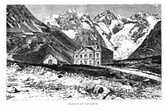 Alpes du Dauphiné, Debriges : gravure : Hospice du Lautaret